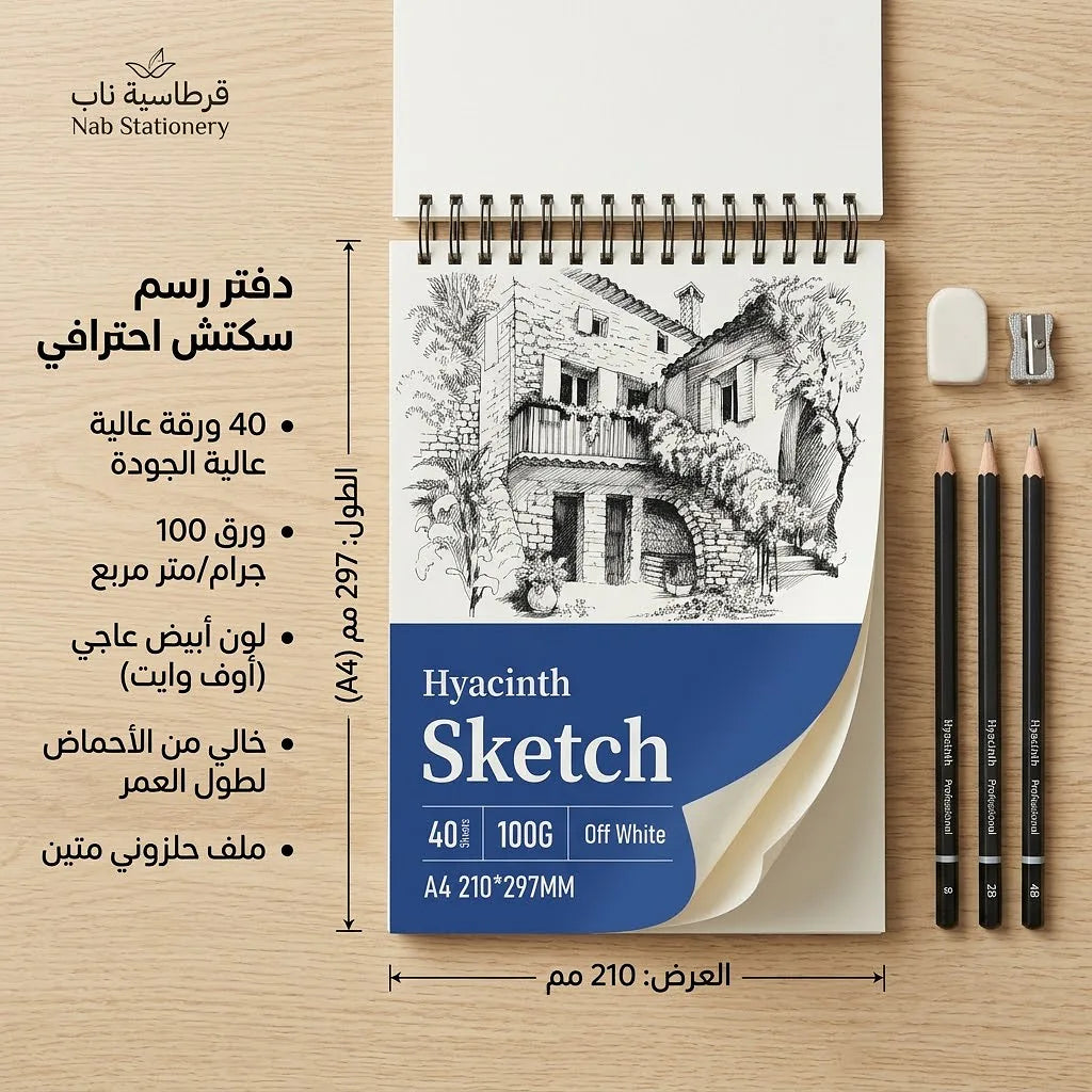 دفتر رسم 100 غرام 40 صفحة مقاس A4 الصورة الثانوية للمنتج