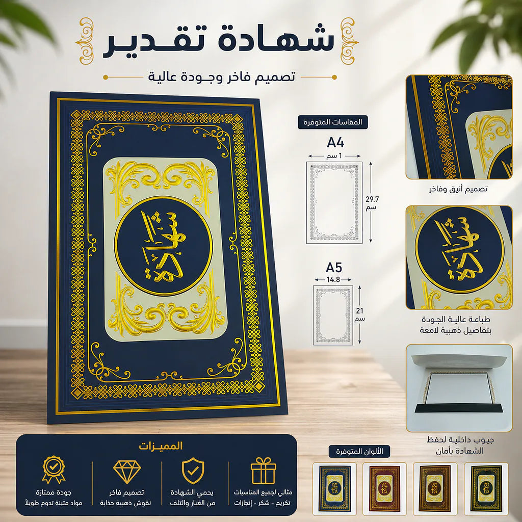 شهادة تقدير لون اخضر مزخرفة الصورة الرئيسية للمنتج