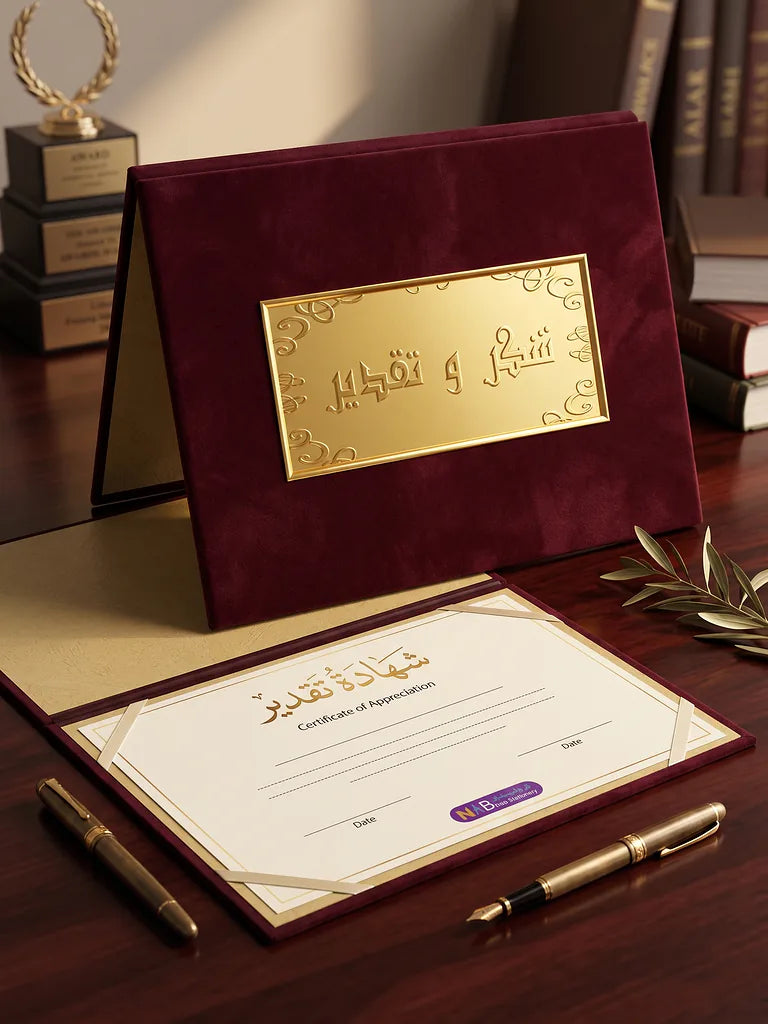 شهادة تقدير شمواه مع ختم من الالمونيوم