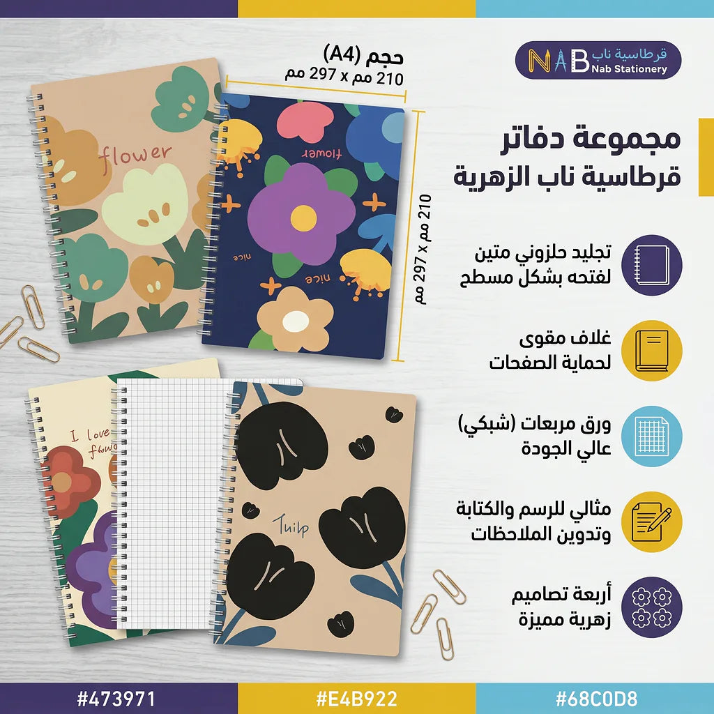 دفتر رياضيات 60 ورقة مقاس A4