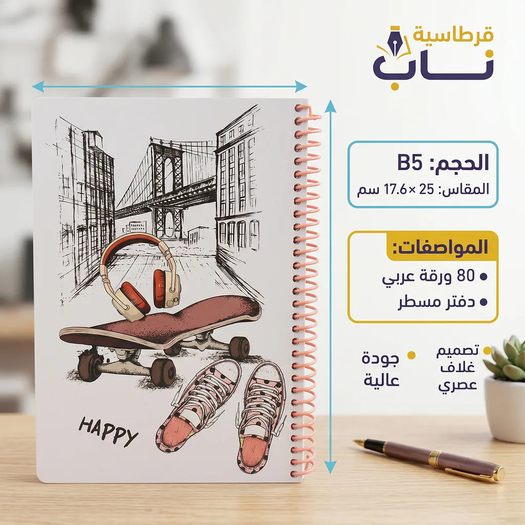 دفتر عربي 80 ورقة مقاس B5 الصورة الثانوية للمنتج