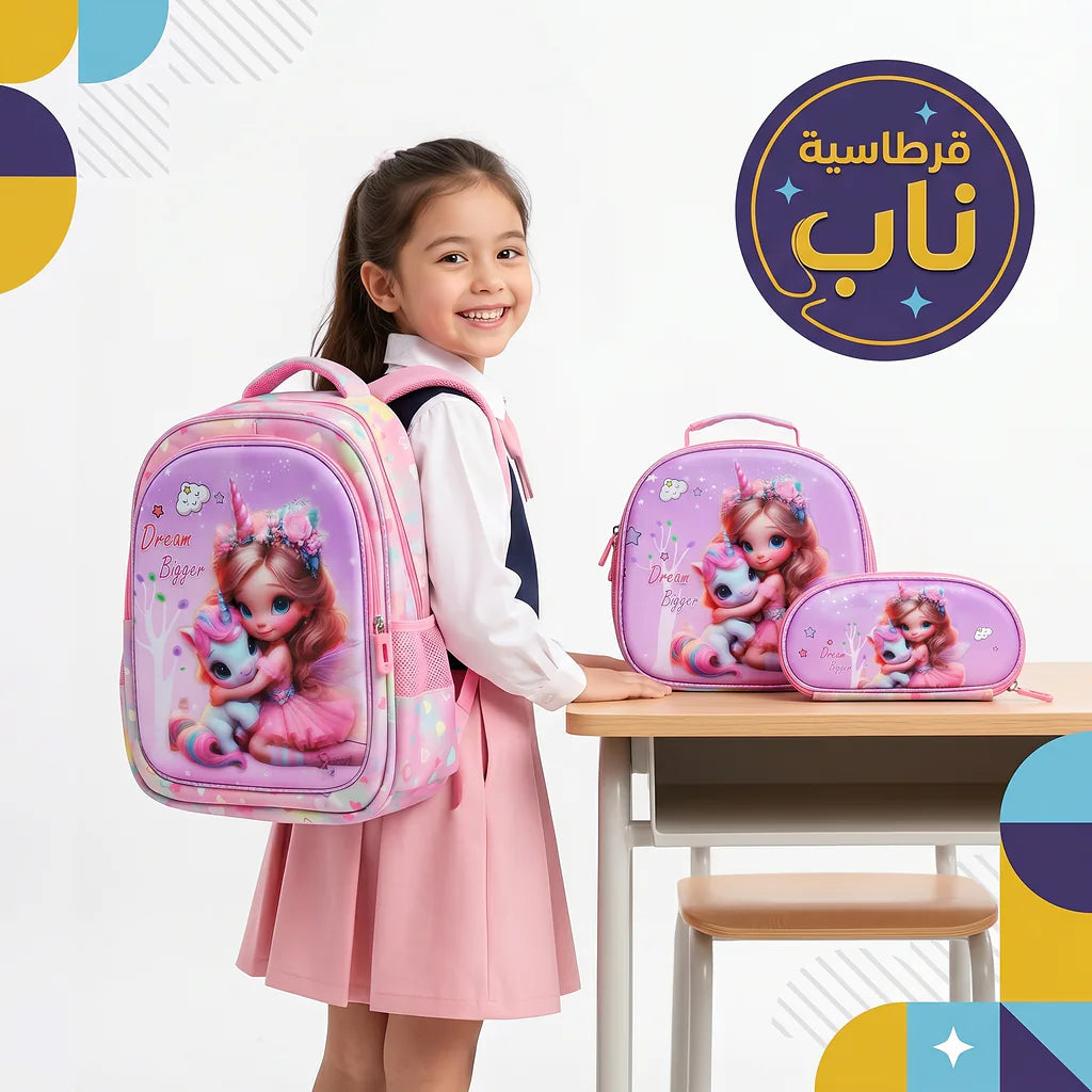 شنطة مدرسية للاطفال لون وردي