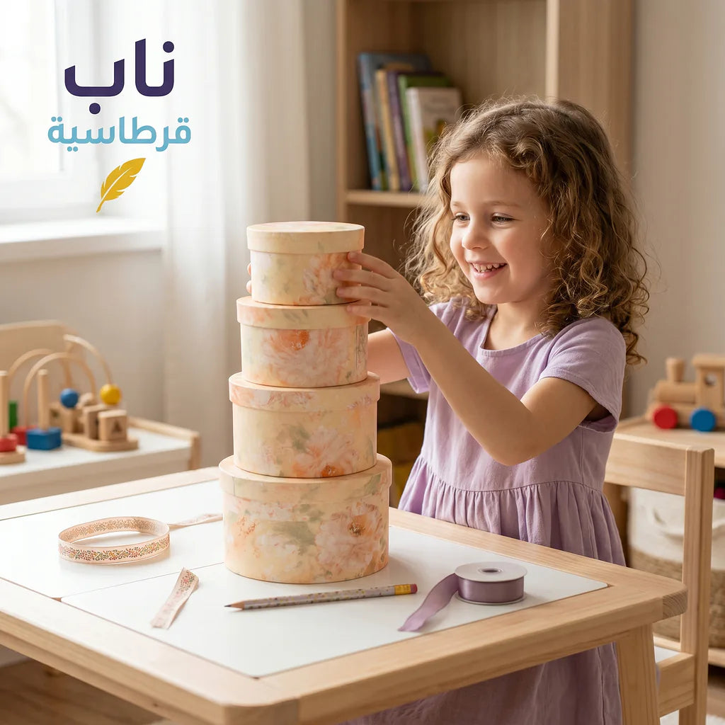 علبة هدايا 10 قطع دائرية لون اصفر فانيلا