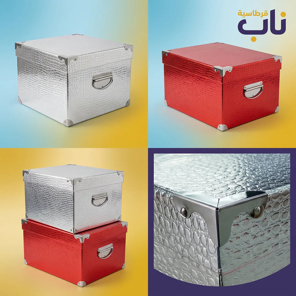علبة هدايا 10 قطع مستطيلة لون فضي