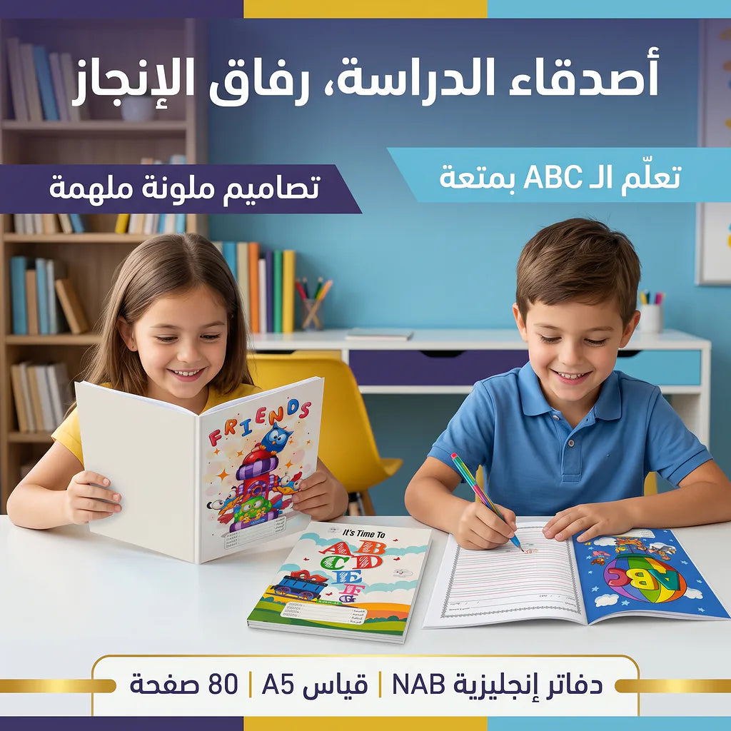 دفتر انجليزي 80 صفحة 3 حبة A5