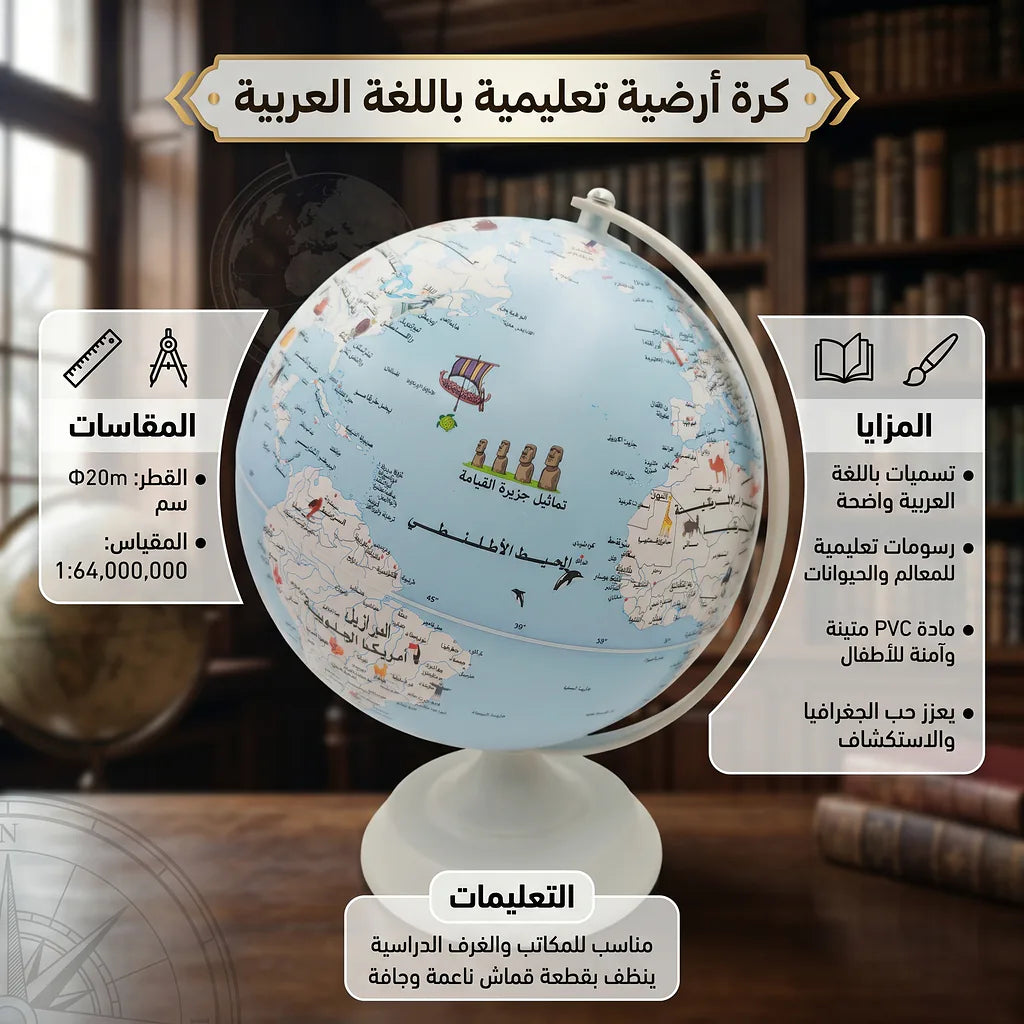 كرة أرضية زرقاء مضيئة بحجم 20 سم