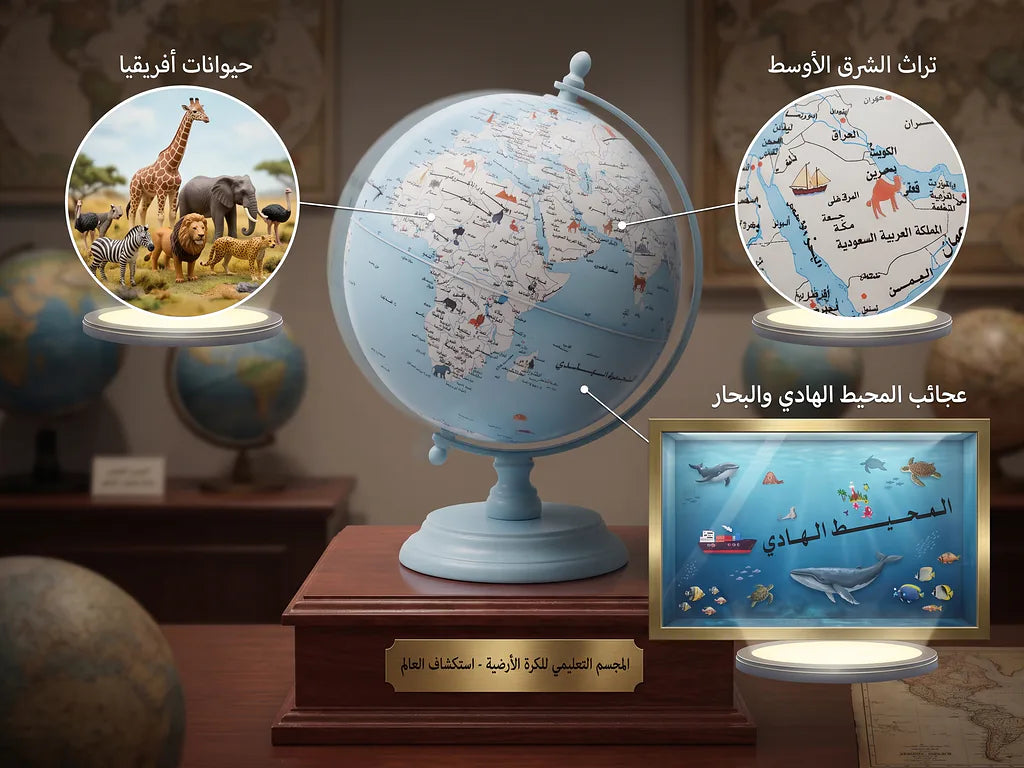 كرة أرضية اطار فضي بحجم 25 سم الصورة الرئيسية للمنتج
