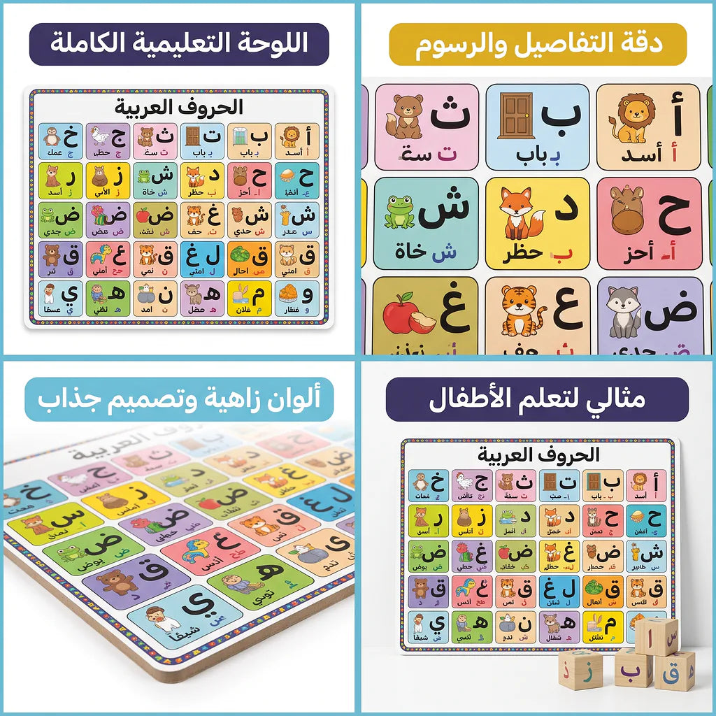 لوحة تعلم الحروف العربية