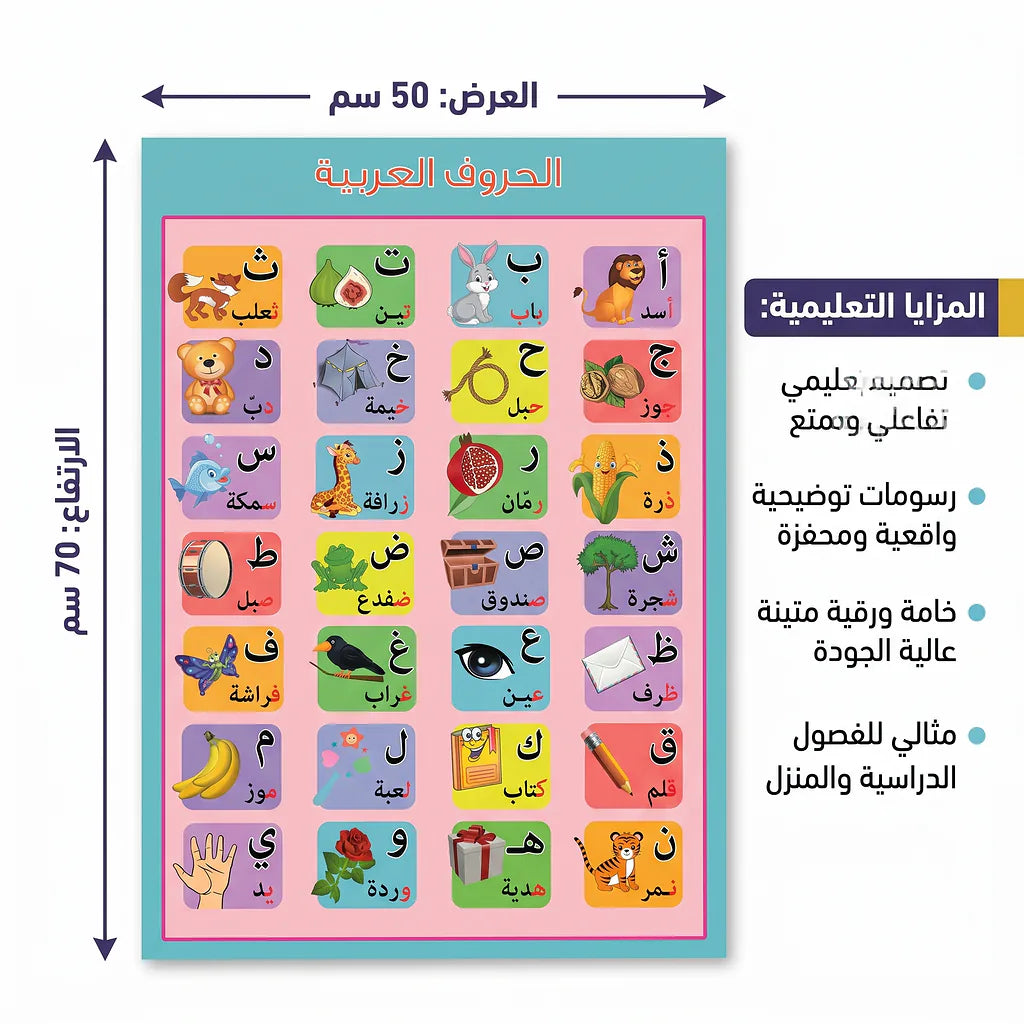 لوحة تعلم الحروف العربية