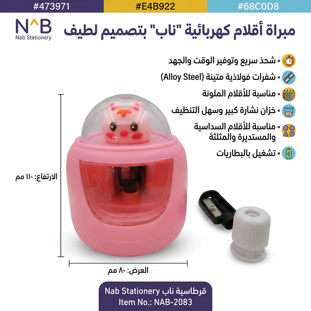 مبراة مع حافظة شكل قطة