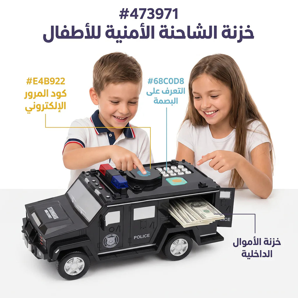 حصالة نقود الكترونية شكل سيارة شرطة