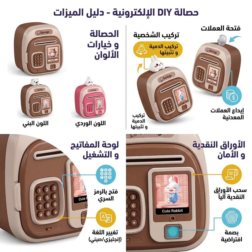 حصالة نقود ذكية شكل دب