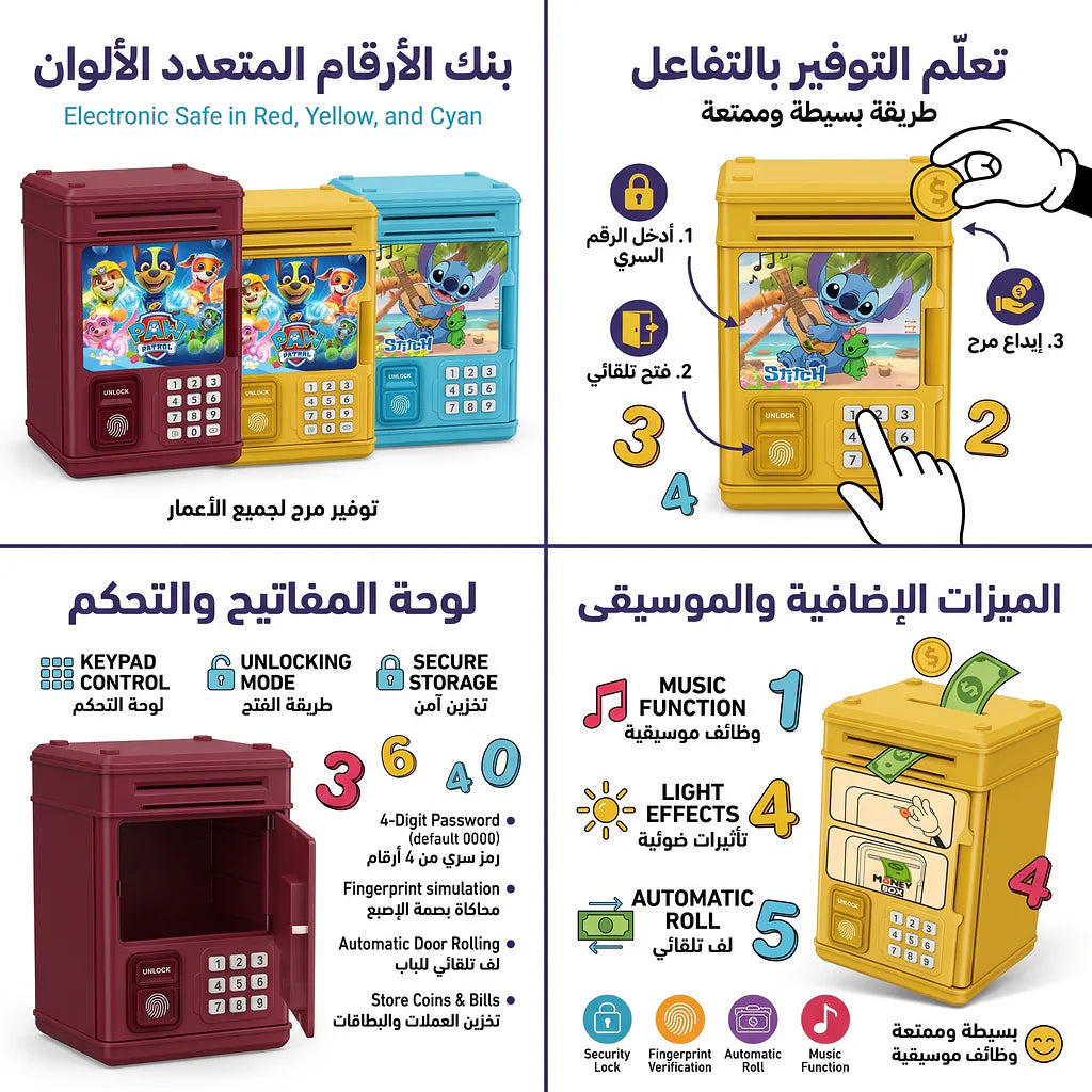 حصالة نقود ذكية ببصمة الاصبع