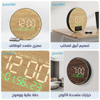 ساعة حائط خشبية رقمية ذكية LED