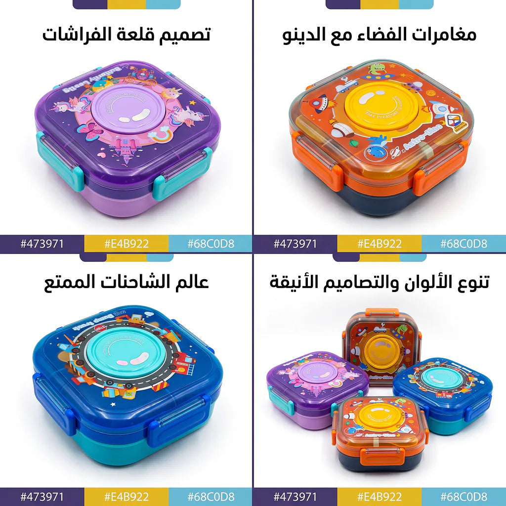 لانش بوكس بثلاث حجرات 1100 مل + وعاء 150 مل +  ملعقة