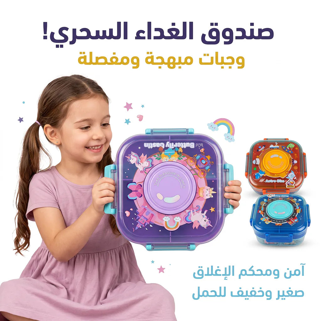 لانش بوكس بثلاث حجرات 1100 مل + وعاء 150 مل +  ملعقة