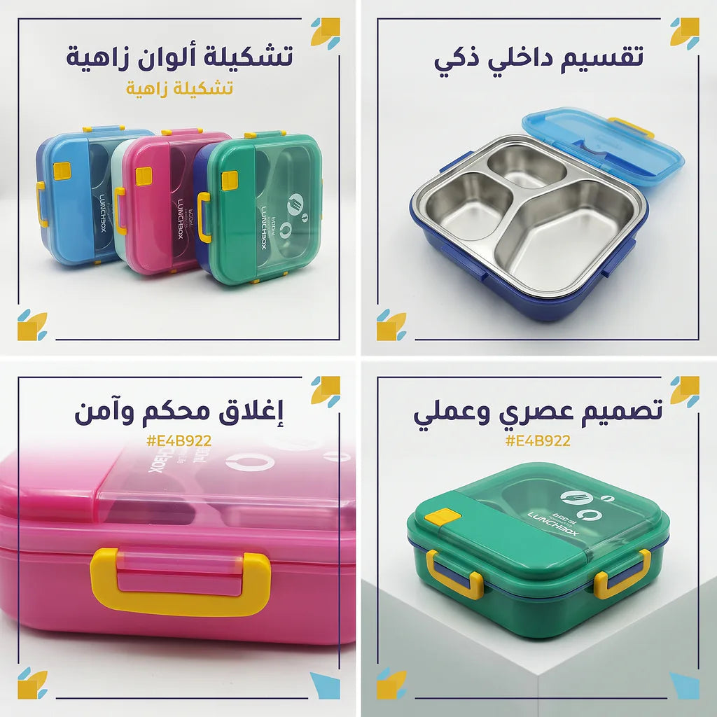 لانش بوكس مقاوم للصدا بثلاث حجرات /