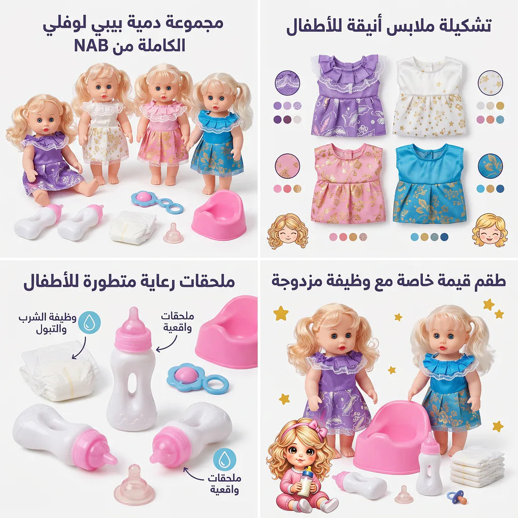 دمية طفل رضيع مع ببرونة