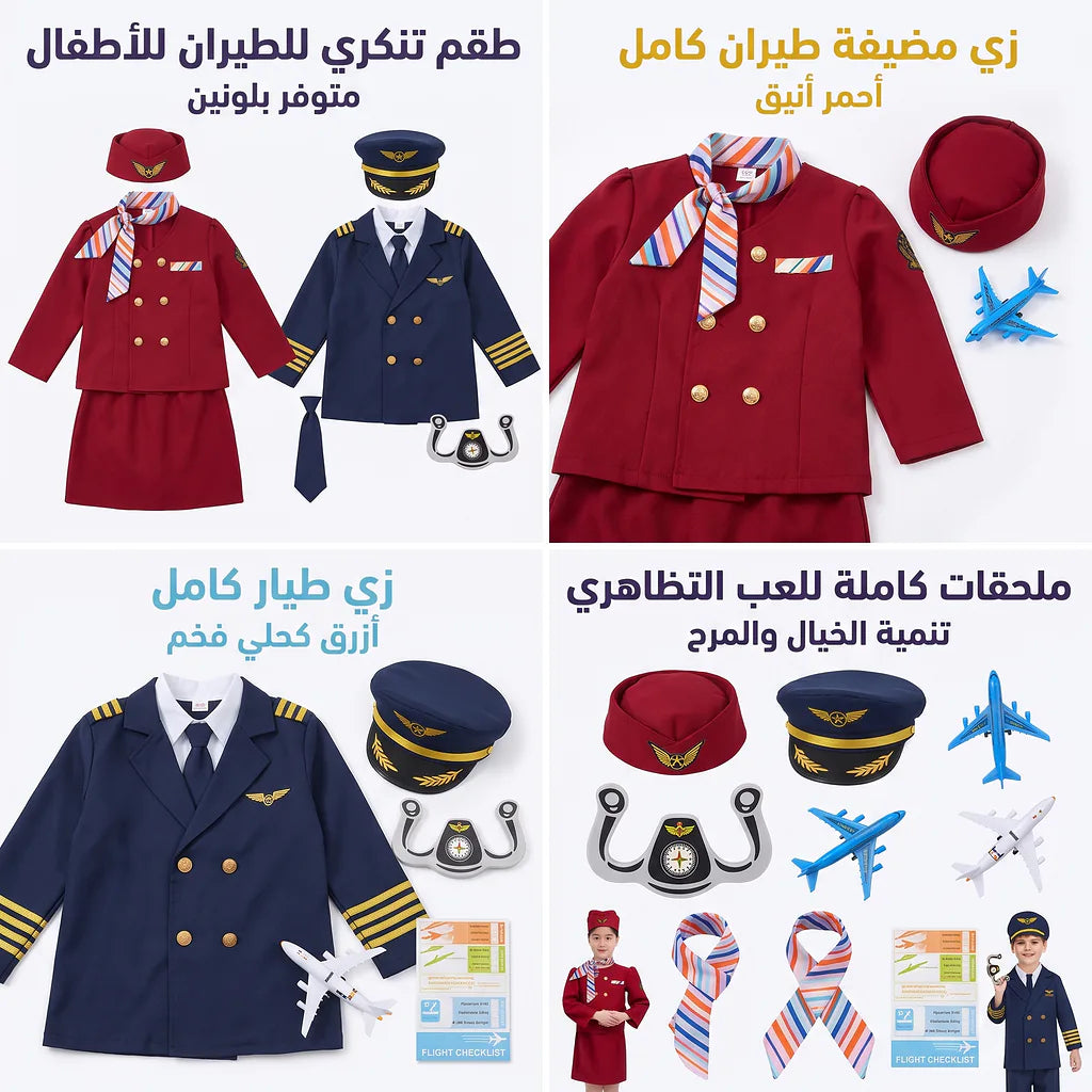 طقم بدلة مضيفة الطيران للأطفال