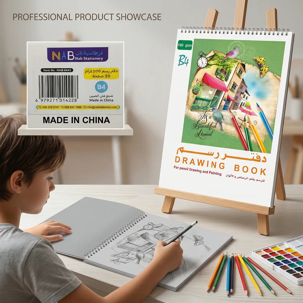 دفتر رسم 100 غرام 20 صفحة مقاس B4