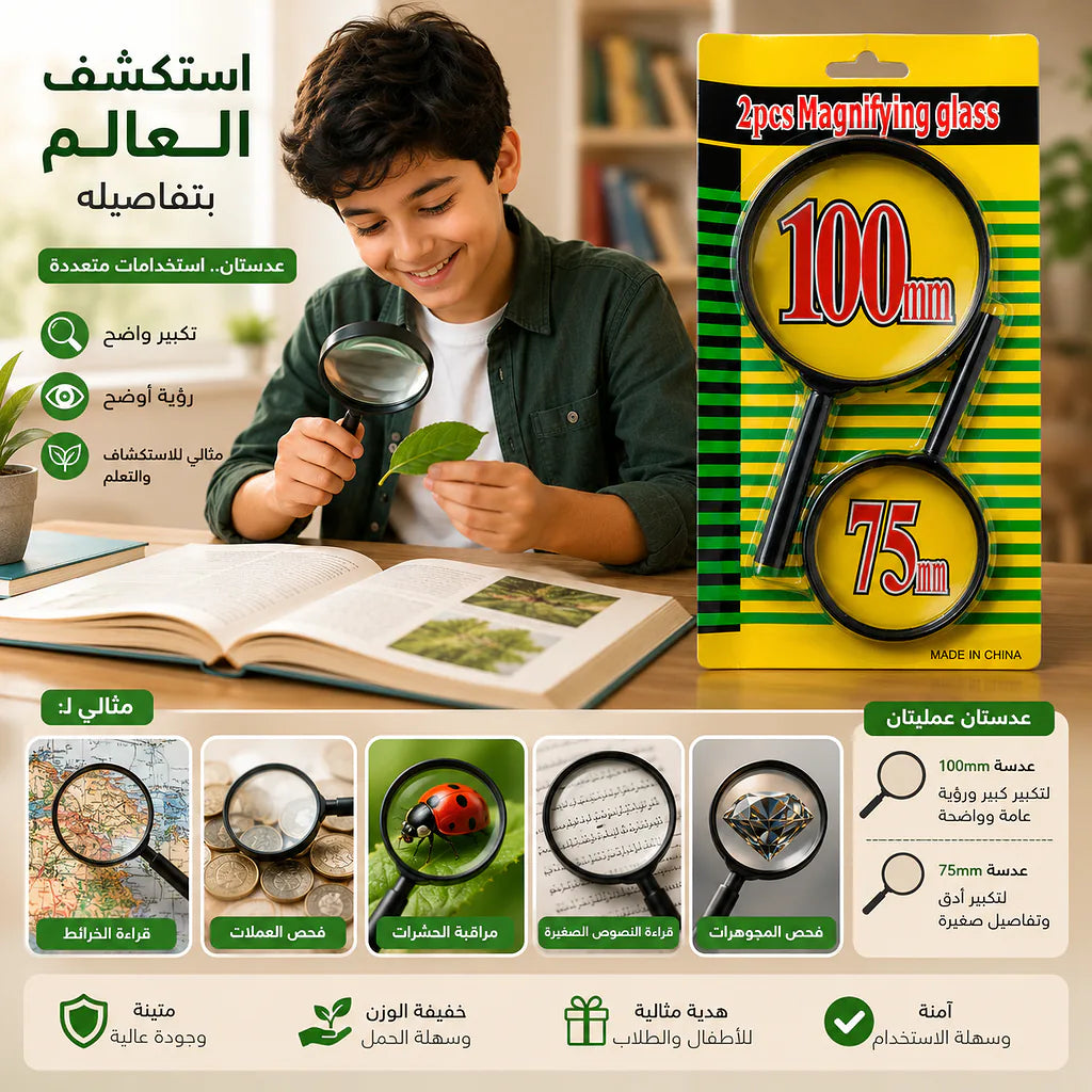 2عدسة مكبرة زجاجية 75+