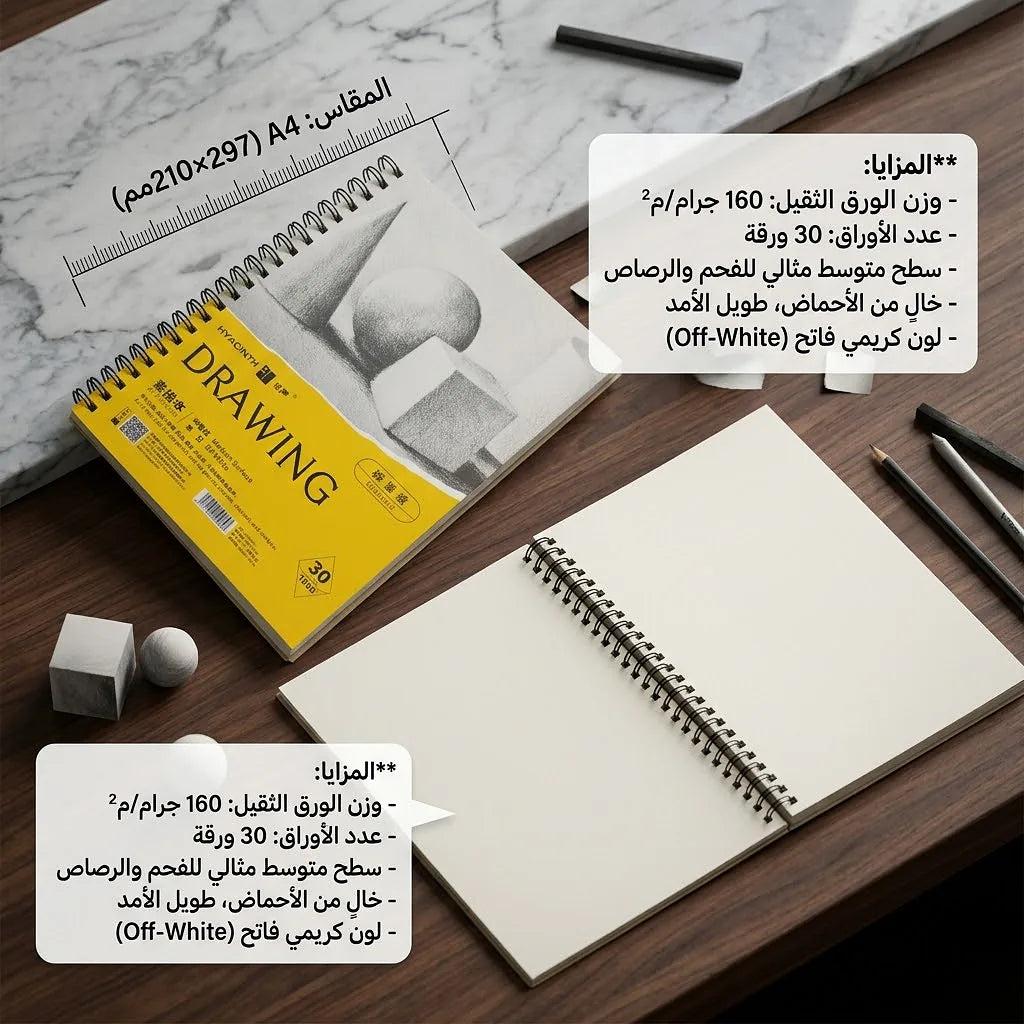 دفتر رسم 160 غرام 30 صفحة مقاس A4