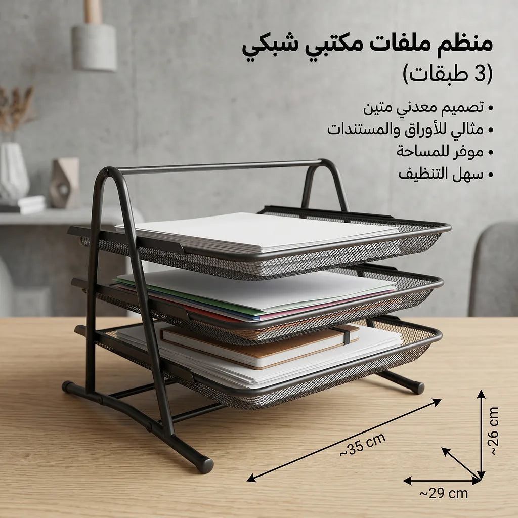 حامل ملفات أسود 3 طبق