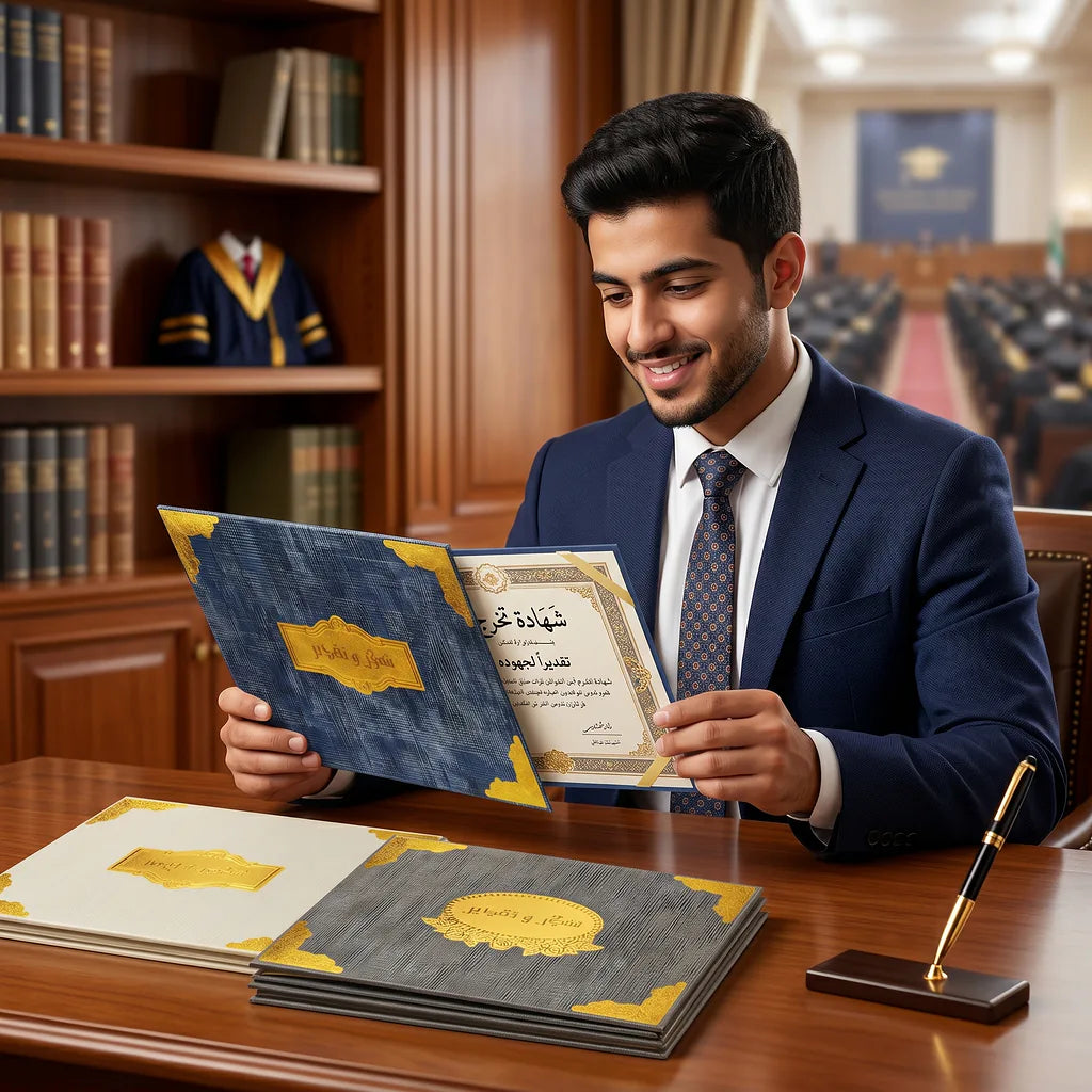 شهادة تقدير لون ذهبي ثلاثي الابعاد الصورة الرئيسية للمنتج