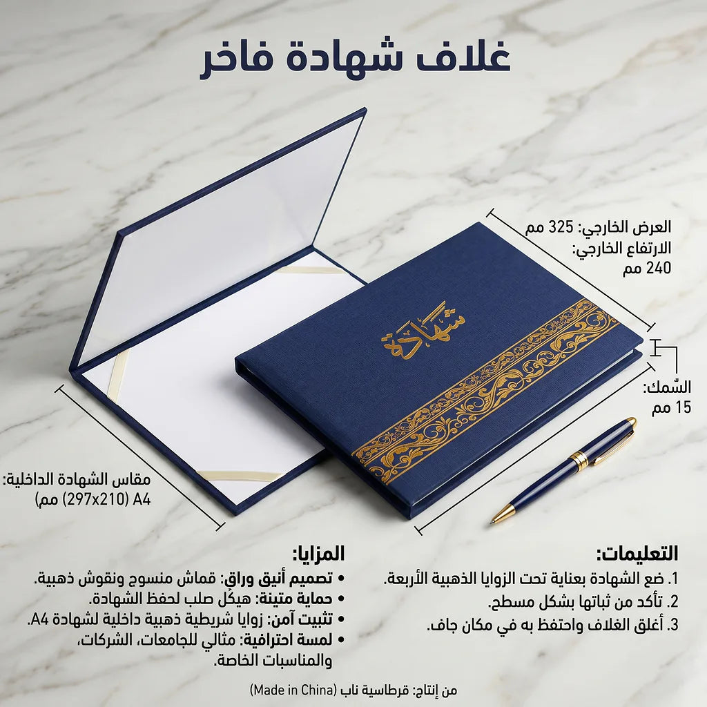 شهادة تقدير ورقية ذهبية