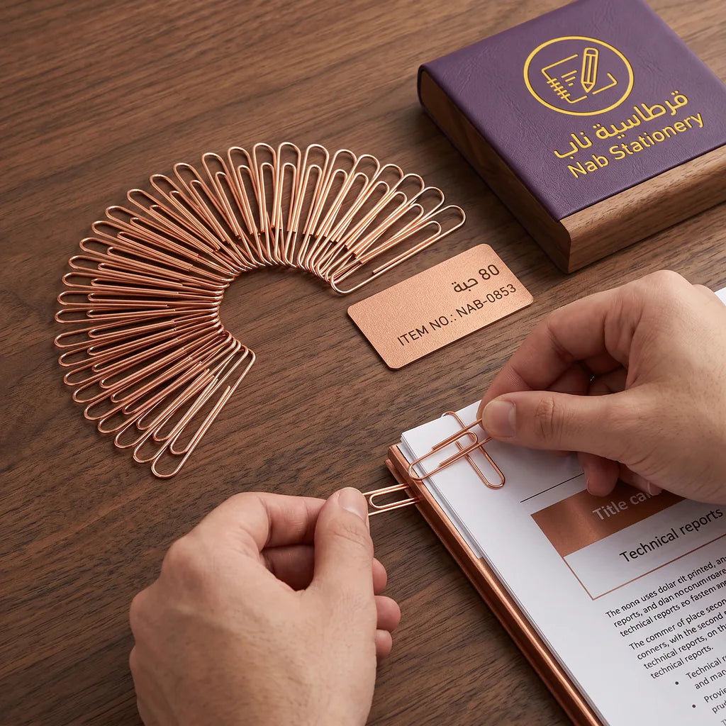 مشبك ورق 28 مم لون نحاسي(80 قطعة)