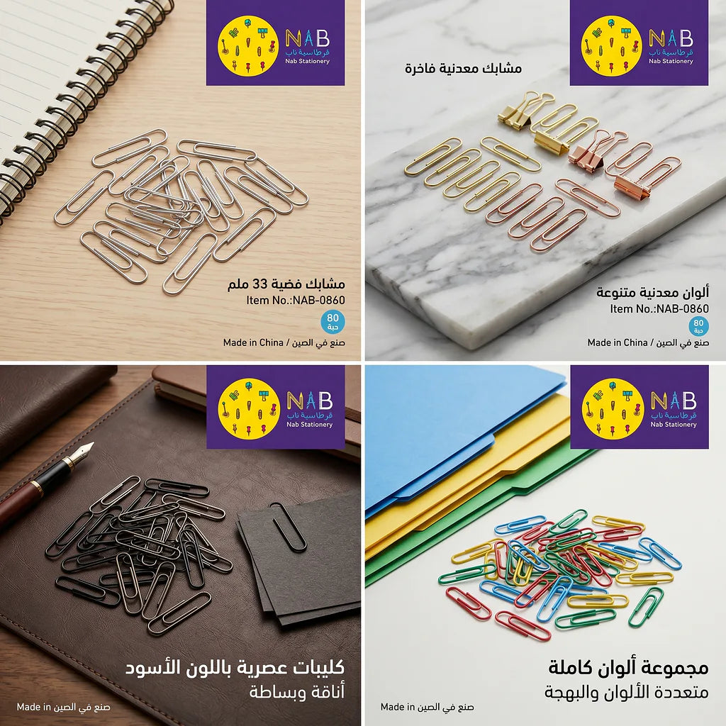مشبك ورق فضي 33 مم (80 قطعة)